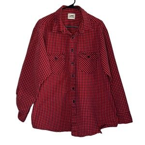Vintage Duxbak plaid flannel shirt red black size Large